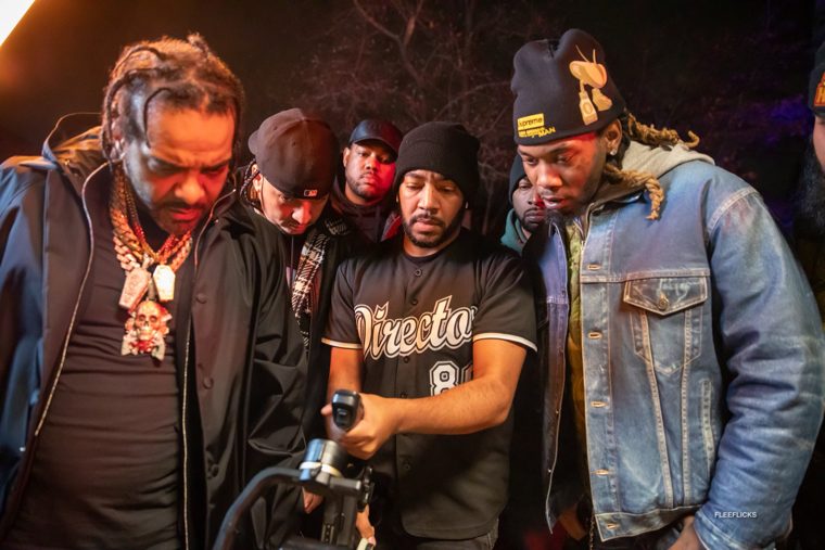 Reviewing footage with the crew